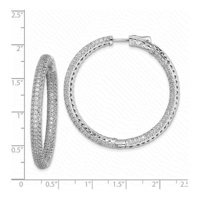Sterling Silver 43mm CZ Pave Inside-Out Hoop Earrings – view 5