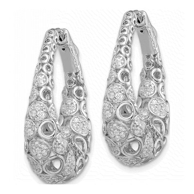 Sterling Silver 31mm CZ Pave Hoop Earrings – view 3