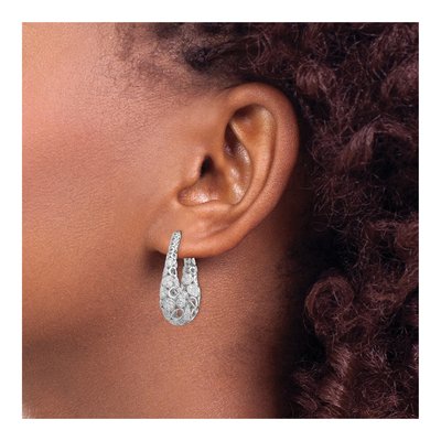 Sterling Silver 31mm CZ Pave Hoop Earrings – view 4