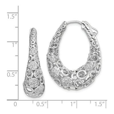 Sterling Silver 31mm CZ Pave Hoop Earrings – view 5