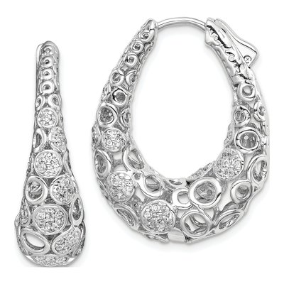 Sterling Silver 31mm CZ Pave Hoop Earrings