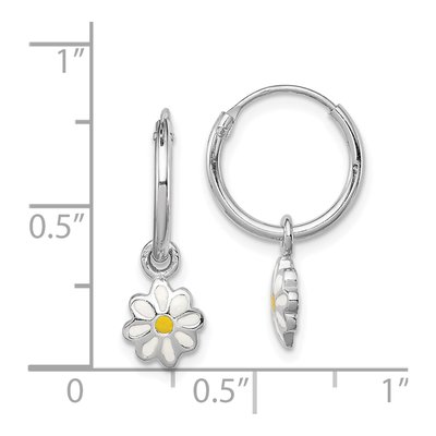 Sterling Silver 21mm Girls' Daisy Huggie Hoop Earrings – view 5