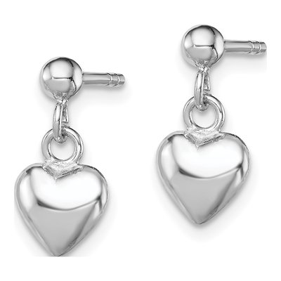 Sterling Silver Girls' Heart Dangle Earrings – view 3