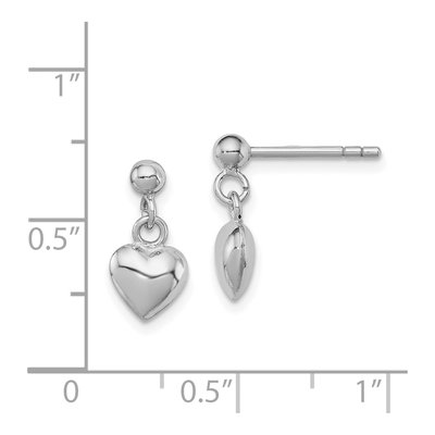 Sterling Silver Girls' Heart Dangle Earrings – view 5