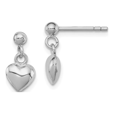 Sterling Silver Girls' Heart Dangle Earrings
