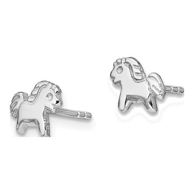Sterling Silver Girls' Pony Stud Earrings – view 3