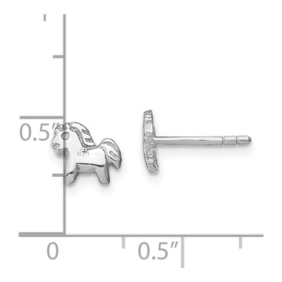 Sterling Silver Girls' Pony Stud Earrings – view 5
