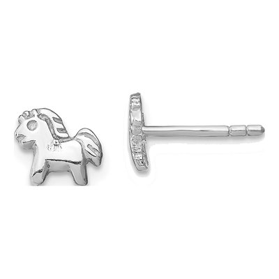 Sterling Silver Girls' Pony Stud Earrings