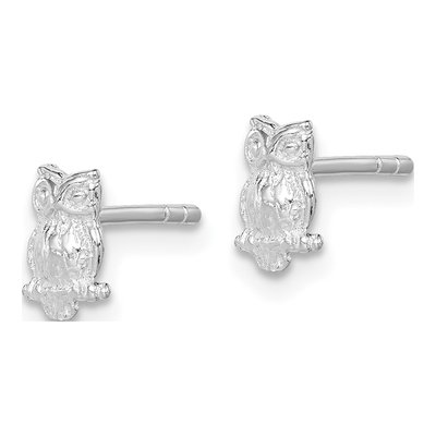 Sterling Silver Girls' Owl Stud Earrings – view 3