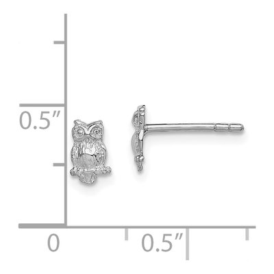 Sterling Silver Girls' Owl Stud Earrings – view 5