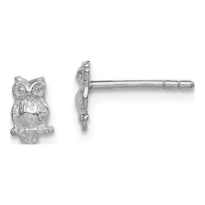 Sterling Silver Girls' Owl Stud Earrings