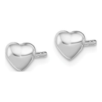 Sterling Silver Girls' Heart Stud Earrings – view 3