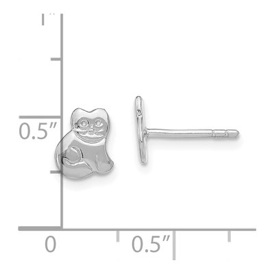 Sterling Silver Girls' Cat Stud Earrings – view 5