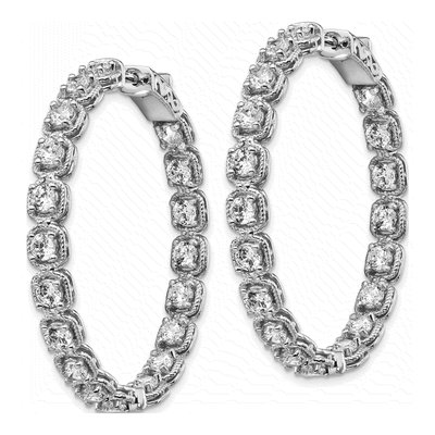 Sterling Silver 41mm CZ Inside-Out Hoop Earrings – view 3