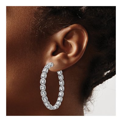 Sterling Silver 41mm CZ Inside-Out Hoop Earrings – view 4