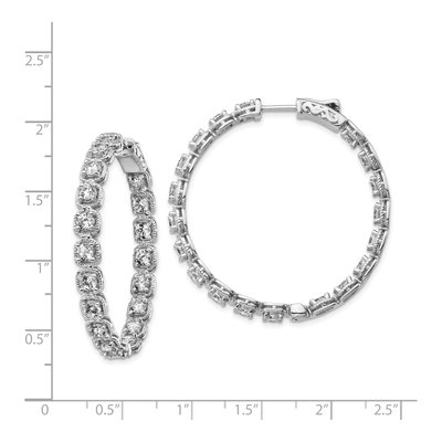 Sterling Silver 41mm CZ Inside-Out Hoop Earrings – view 5