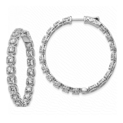 Sterling Silver 41mm CZ Inside-Out Hoop Earrings