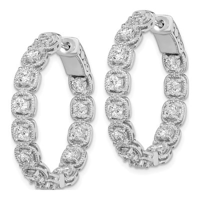 Sterling Silver 29mm CZ Inside-Out Hoop Earrings – view 3
