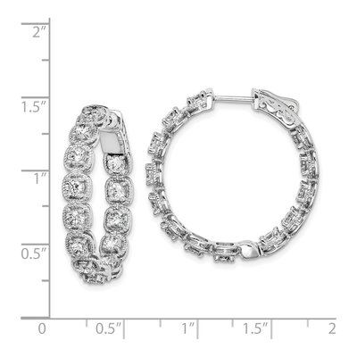 Sterling Silver 29mm CZ Inside-Out Hoop Earrings – view 5