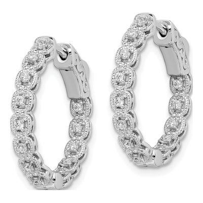 Sterling Silver 21mm CZ Inside-Out Hoop Earrings – view 3