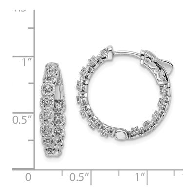 Sterling Silver 21mm CZ Inside-Out Hoop Earrings – view 5