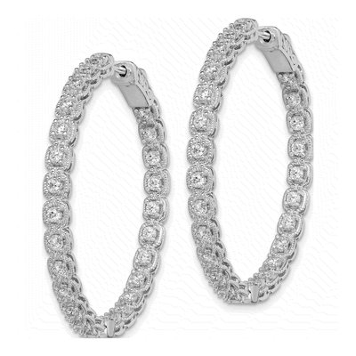 Sterling Silver 40mm CZ Inside-Out Hoop Earrings – view 3