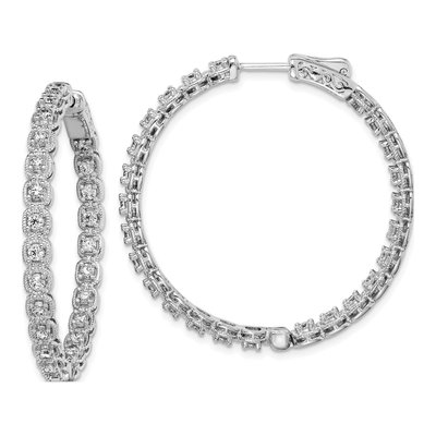 Sterling Silver 40mm CZ Inside-Out Hoop Earrings