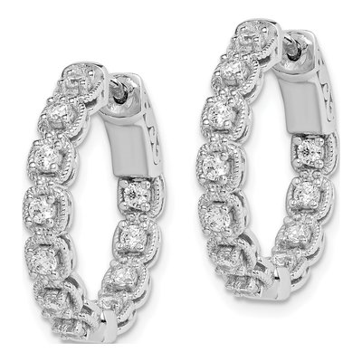 Sterling Silver 21mm CZ Inside-Out Hoop Earrings – view 3