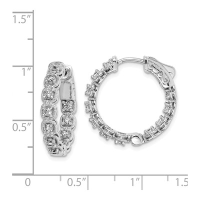 Sterling Silver 21mm CZ Inside-Out Hoop Earrings – view 5