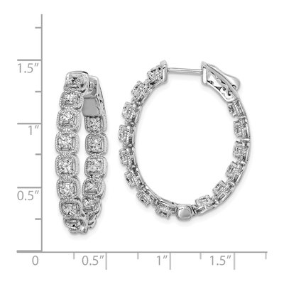Sterling Silver 32mm CZ Inside-Out Hoop Earrings – view 5