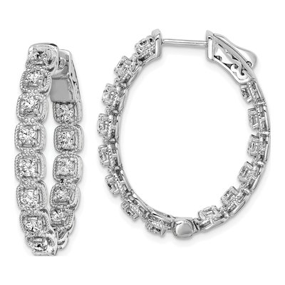 Sterling Silver 32mm CZ Inside-Out Hoop Earrings