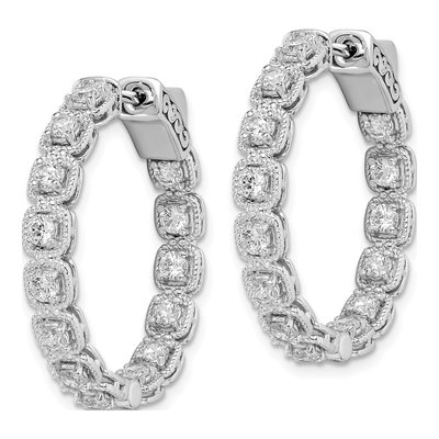 Sterling Silver 28mm CZ In-And-Out Hoop Earrings – view 3