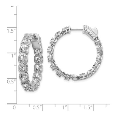 Sterling Silver 28mm CZ In-And-Out Hoop Earrings – view 5