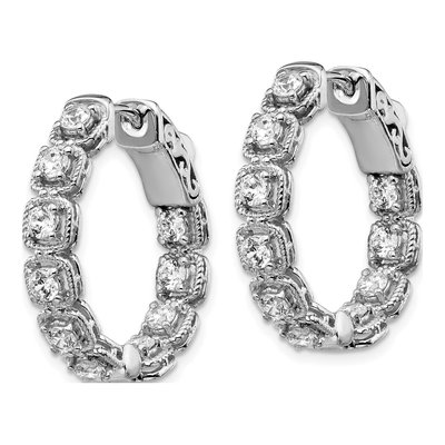 Sterling Silver 25mm CZ Inside-Out Oval Hoop Earrings – view 3