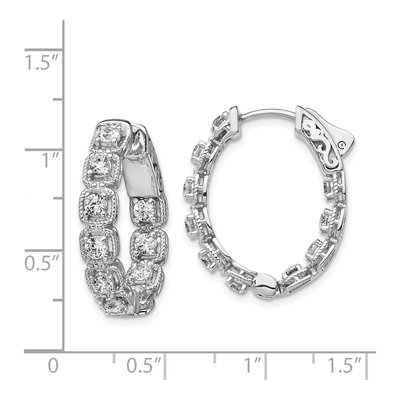 Sterling Silver 25mm CZ Inside-Out Oval Hoop Earrings – view 5