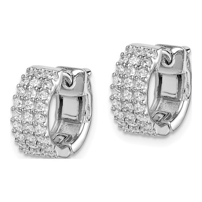 Sterling Silver 13mm CZ Huggie Hoop Earrings – view 3