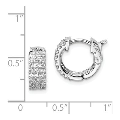 Sterling Silver 13mm CZ Huggie Hoop Earrings – view 5