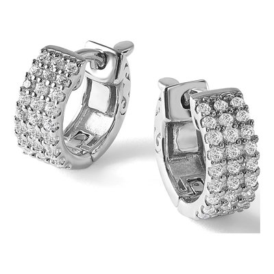 Sterling Silver 13mm CZ Huggie Hoop Earrings – view 6