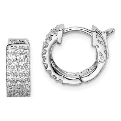 Sterling Silver 13mm CZ Huggie Hoop Earrings