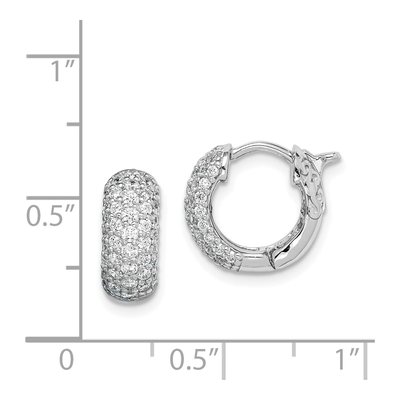 Sterling Silver 12mm CZ Pave Huggie Hoop Earrings – view 5