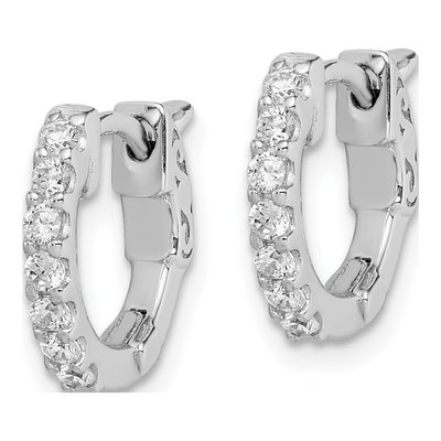 Sterling Silver 11mm CZ Huggie Hoop Earrings – view 3
