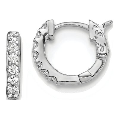 Sterling Silver 11mm CZ Huggie Hoop Earrings