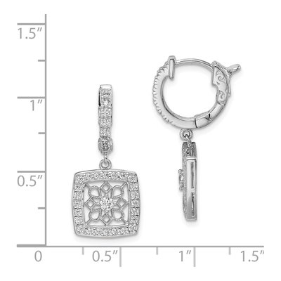 Sterling Silver CZ Square Dangle Earrings – view 5