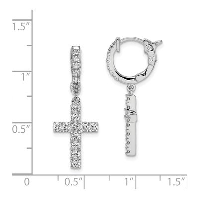 Sterling Silver CZ Cross Dangle Earrings – view 5