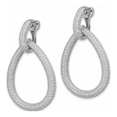 Sterling Silver CZ Pave Teardrop Dangle Earrings – view 3