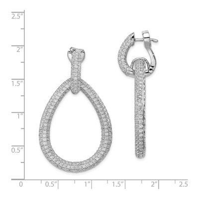 Sterling Silver CZ Pave Teardrop Dangle Earrings – view 5