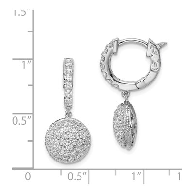 Sterling Silver CZ Pave Circle Dangle Earrings – view 5