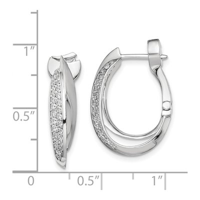 Sterling Silver 24mm CZ Pave Twisted Hoop Earrings – view 5