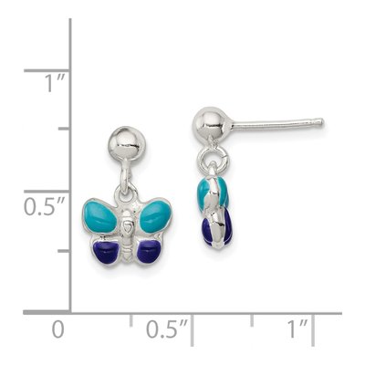 Girls' Sterling Silver Enamel Butterfly Earrings – view 5