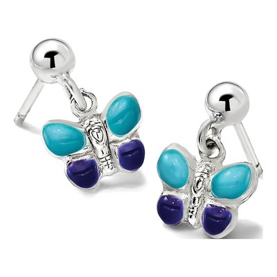 Girls' Sterling Silver Enamel Butterfly Earrings – view 6